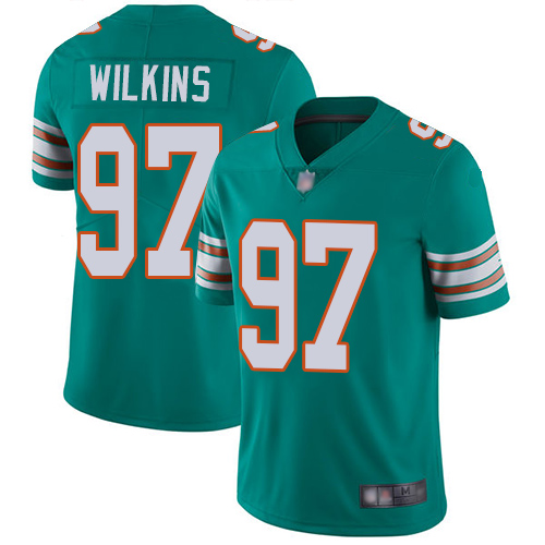 Nike Miami Dolphins #97 Christian Wilkins Aqua Green Alternate Men Stitched NFL Vapor Untouchable Limited Jersey->miami dolphins->NFL Jersey
